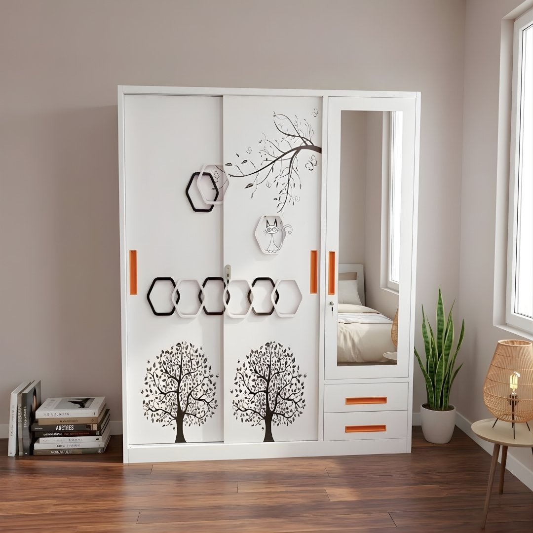 Lemari Pakaian Besi 3 Pintu 150